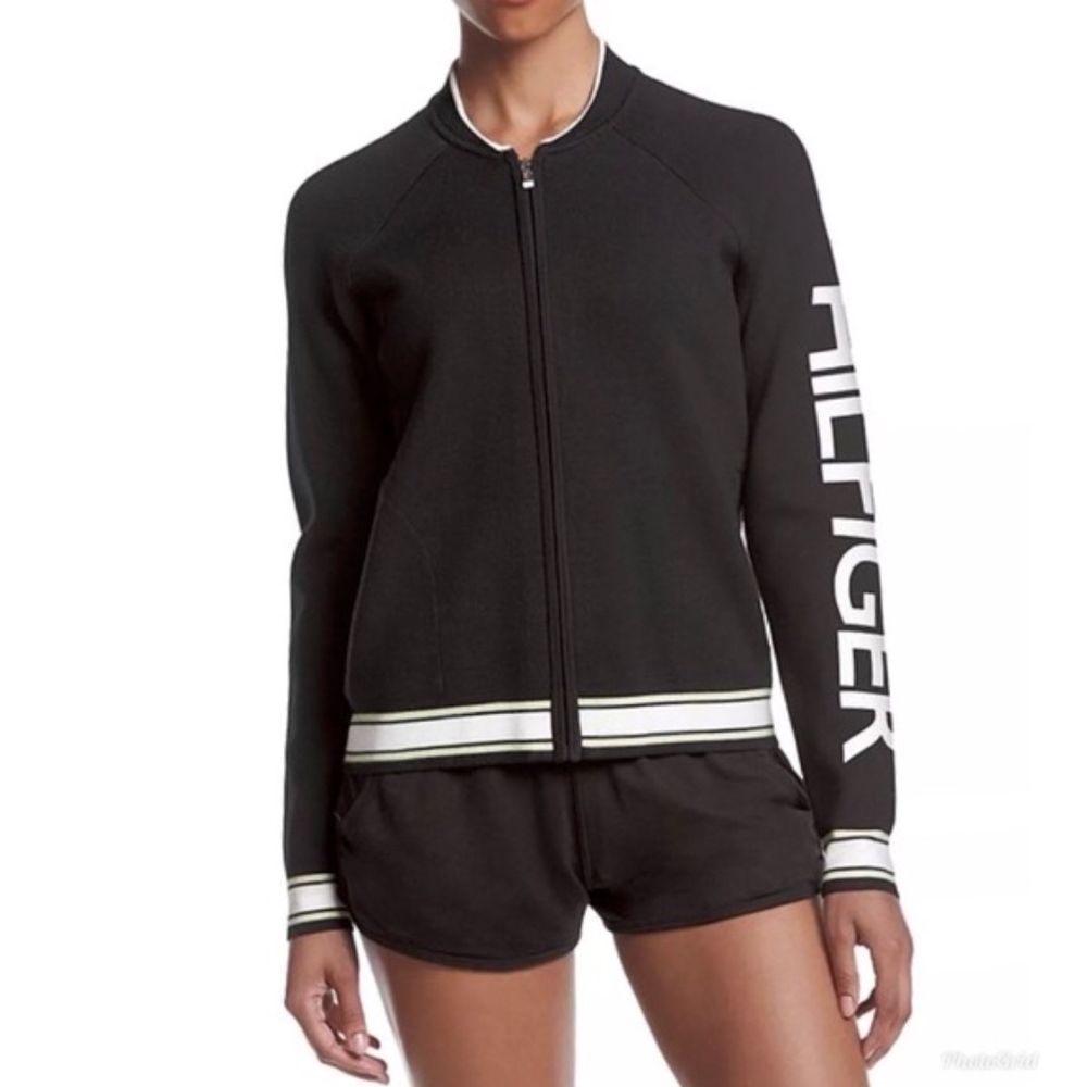 NWT Tommy Hilfiger Sport Black Stretch Zip Up XS